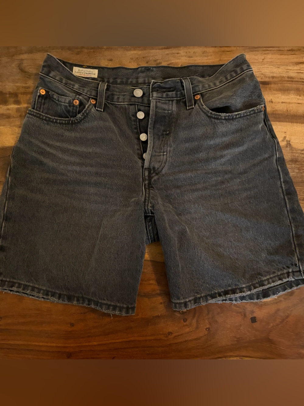 Levi’s 501 Button-Fly Black Denim Shorts- size 27
